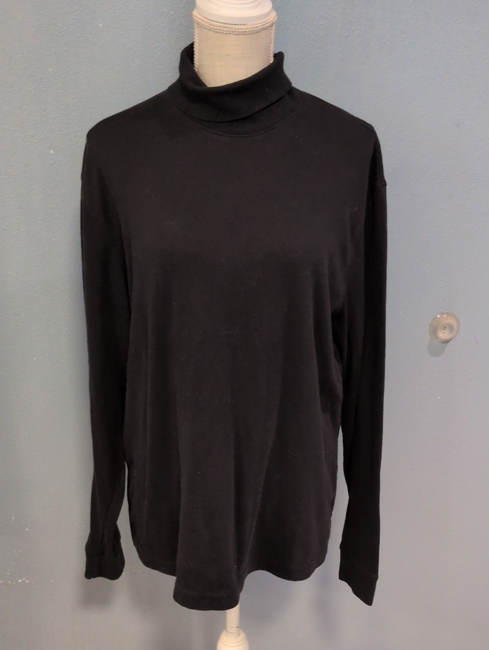 George Black Cotton Blend Minimalist Turtleneck Relaxed Fit Sweater Slouchy Soft